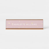 Plaque de nom de bureau de script moderne Blush et (Devant)