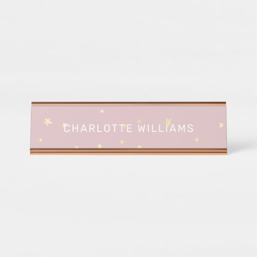 Plaque de nom de bureau de script moderne Blush et (Devant)