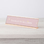 Plaque de nom de bureau de script moderne Blush et (Devant)