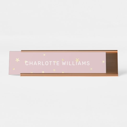 Plaque de nom de bureau de script moderne Blush et (Devant)