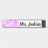 Plaque de nom de bureau en aquarelle rose florale  (Devant)
