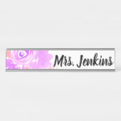 Plaque de nom de bureau en aquarelle rose florale  (Devant)