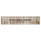 Plaque de nom de bureau en bois brun clair rustiqu (Devant)