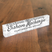 Plaque de nom de bureau en marbre gris blanc (Taille)