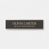 Plaque de nom de bureau en or noir moderne profess (Devant)