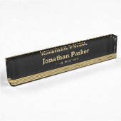 Plaque de nom de bureau Gold Horizontal Stripes