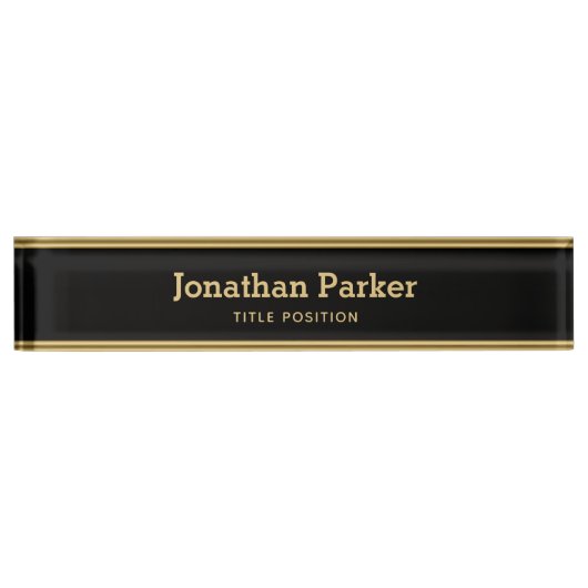 Plaque de nom de bureau Gold Horizontal Stripes (Devant)