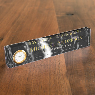 Plaque de NOM de bureau personnalisée Noir Blanc M
