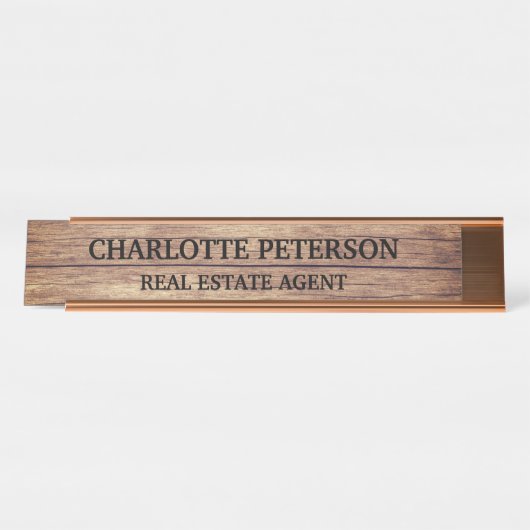 Plaque de nom de bureau professionnel en bois rust (Devant)