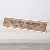 Plaque de nom de bureau professionnel en bois rust (Devant)
