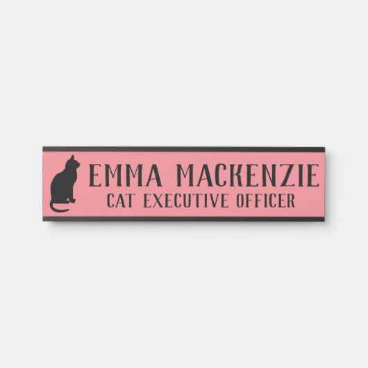 Plaque de nom de chat rose suspendue à la porte (Devant)