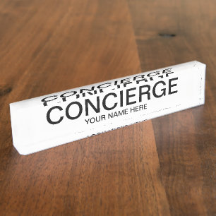 Plaque de nom de comptoir de concierge avec nom pe