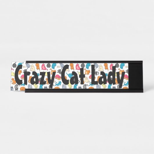 Plaque de nom de dame Crazy Cat (Devant)