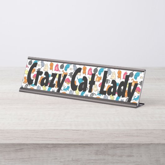 Plaque de nom de dame Crazy Cat (Devant)