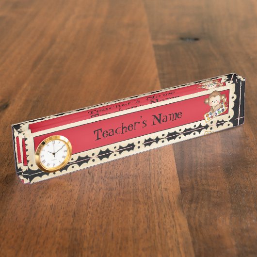 Plaque de nom de l'enseignant de singe de l'école (Taille)