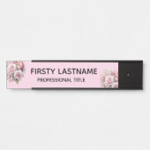 Plaque de nom de porte de bureau Fleurs roses (Devant)