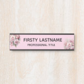 Plaque de nom de porte de bureau Fleurs roses (Devant)
