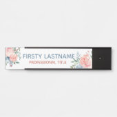 Plaque de nom de porte de bureau Fleurs roses flor (Devant)