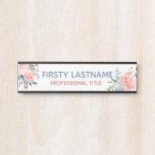 Plaque de nom de porte de bureau Fleurs roses flor (Devant)