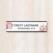 Plaque de nom de porte de bureau Fleurs roses flor (Devant)