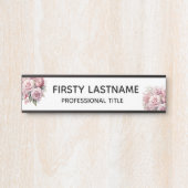 Plaque de nom de porte de bureau Fleurs roses flor (Devant)