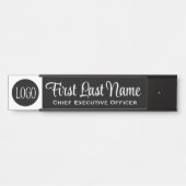 Plaque de nom de porte de bureau noir et blanc Log (Devant)