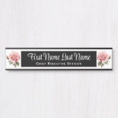Plaque de nom de porte de bureau Roses roses (Devant)