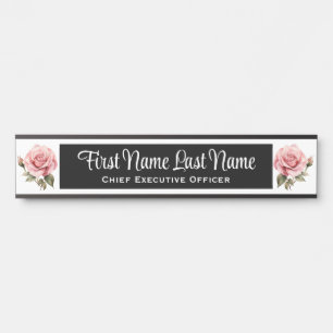 Plaque de nom de porte de bureau Roses roses