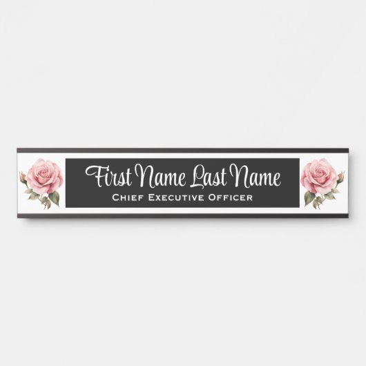 Plaque de nom de porte de bureau Roses roses (Devant)