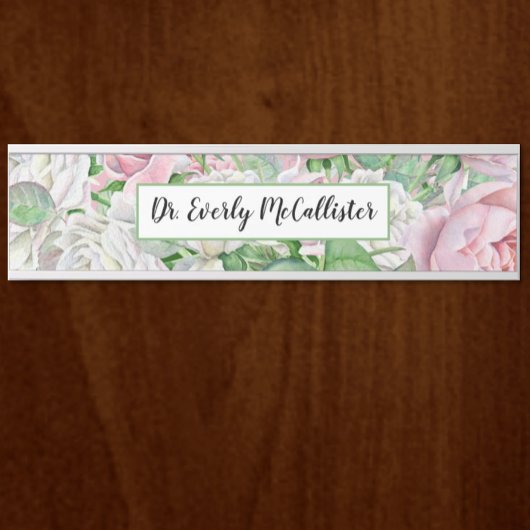 Plaque de nom de porte florale de Boho rose