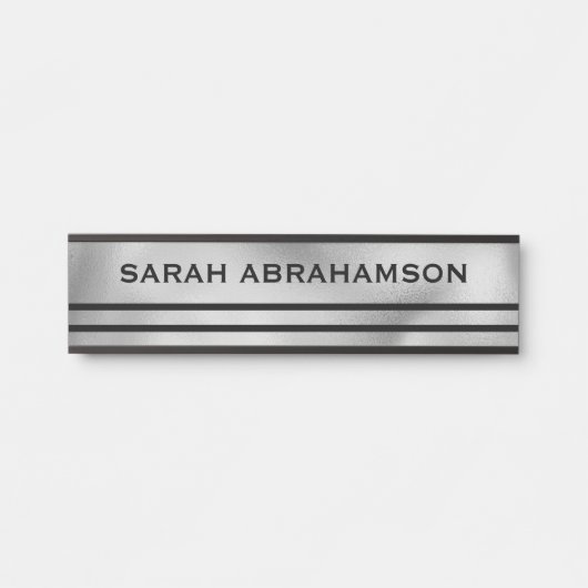 Plaque de nom de porte moderne gris argenté (Devant)