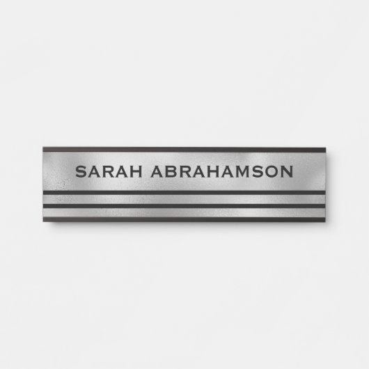 Plaque de nom de porte moderne gris argenté (Devant)