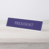 Plaque de nom de président bleu élégant (Devant)