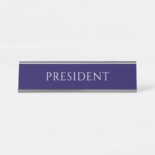 Plaque de nom de président bleu élégant (Devant)