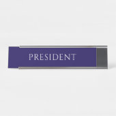Plaque de nom de président bleu élégant (Devant)