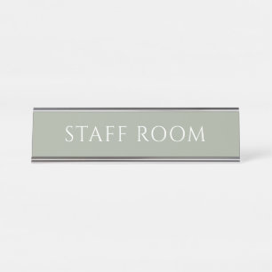 Plaque de nom de salle de personnel vert sauge élé