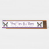 Plaque de nom de station Rose Gold Papillon Violet (Devant)