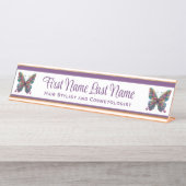 Plaque de nom de station Rose Gold Papillon Violet (Devant)