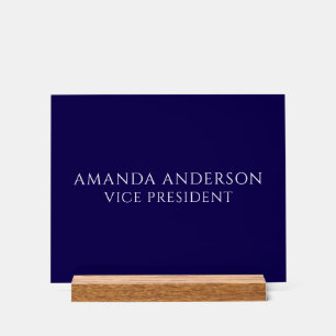Plaque de nom de vice-président bleu élégant