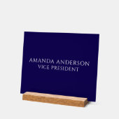 Plaque de nom de vice-président bleu élégant (Angle)