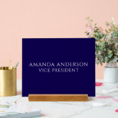 Plaque de nom de vice-président bleu élégant (Mariage)