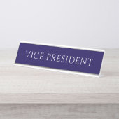 Plaque de nom de vice-président bleu élégant (Devant)