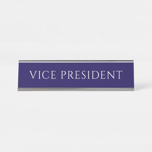 Plaque de nom de vice-président bleu élégant (Devant)
