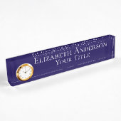 Plaque de nom d'horloge bleu marine simple
