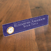 Plaque de nom d'horloge bleu marine simple (Taille)