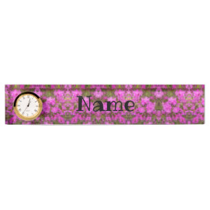 Plaque de nom du bureau avec horloge Rhododendron