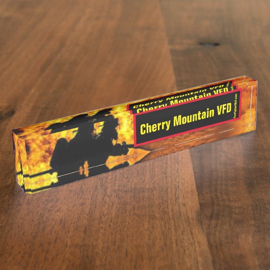 Plaque de nom du bureau Cherry Mountain VFD Flames (Taille)