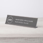 Plaque de nom du bureau de monogramme du client (Devant)