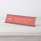 Plaque de nom du bureau de monogramme du client (Devant)