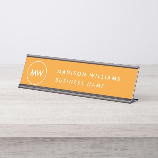 Plaque de nom du bureau de monogramme du client (Devant)